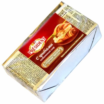 President плавленый Сыр с грибами в блоках 45% 50гр