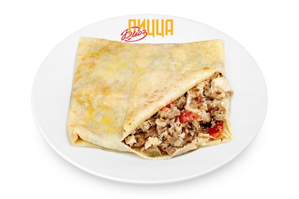 Блин Гурьевский с грибами и курицей
