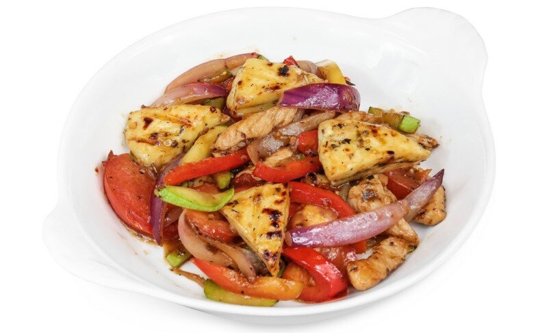 Вок с халлуми и индейкой