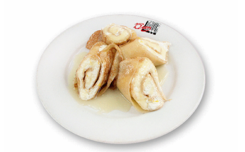 Блинчики с творогом, лимоном и карамелью