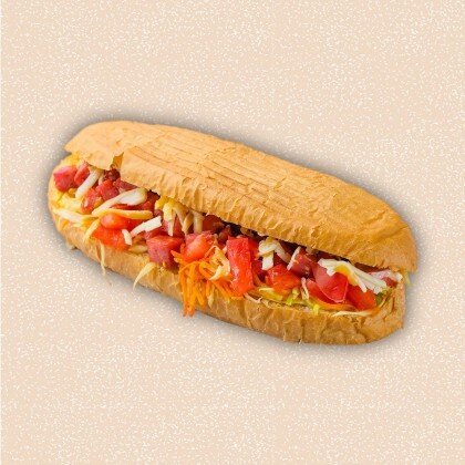 Шаурма в батоне с ветчиной и моцареллой