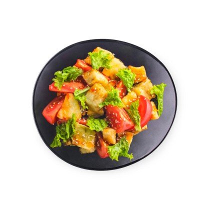 Салат с хрустящими баклажанами