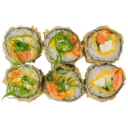 Теплый ролл с лососем