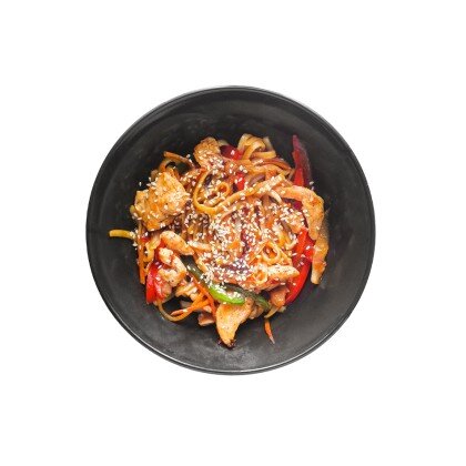 Wok с лососем