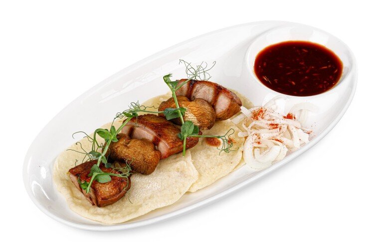 Утка гриль с грибами