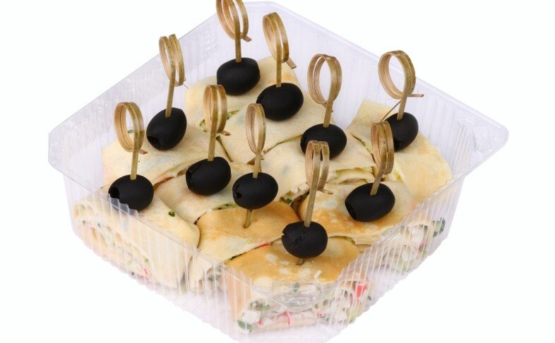 Канапе с блином и крабовыми палочками (10 шт)