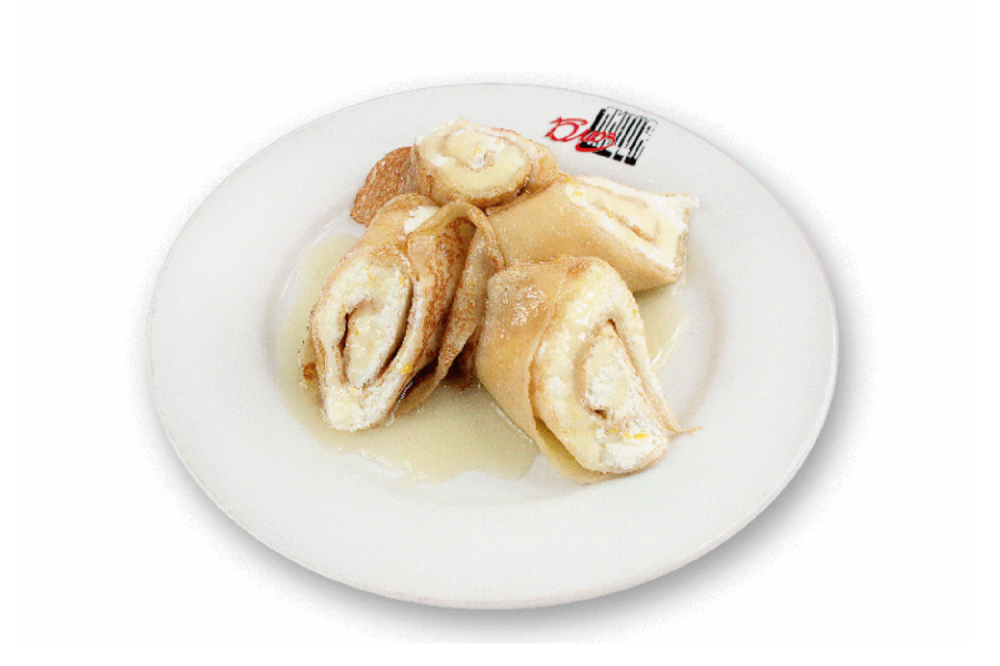 Блинчики с творогом, лимоном и карамелью