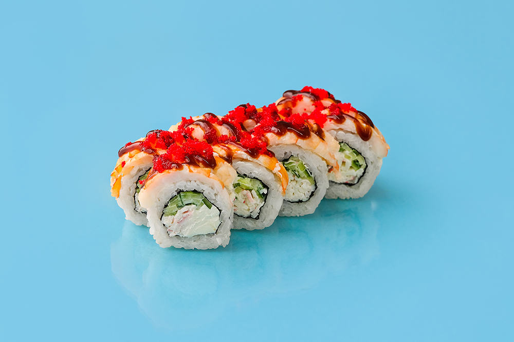 Прайм Креветка с нежным крабом и унаги соусом