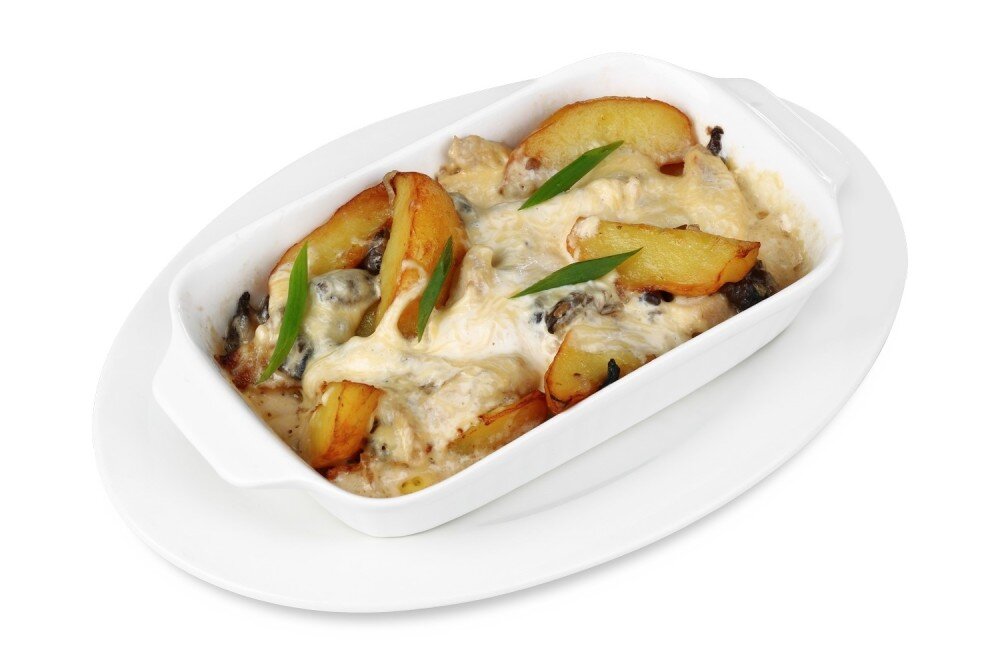 Запеканка из индейки с грибами