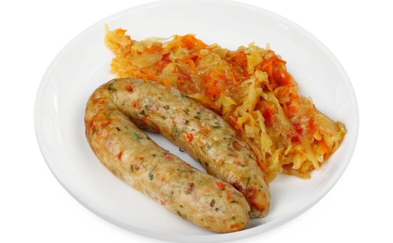 Вурст с сыром и овощами