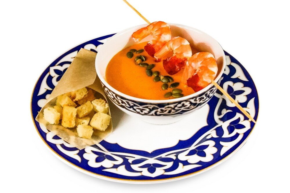 Суп-пюре тыквенный с креветками