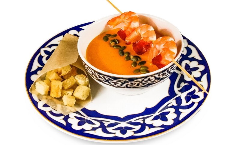 Суп-пюре тыквенный с креветками