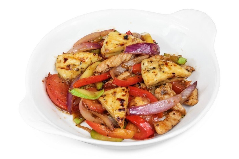 Вок с халлуми и индейкой