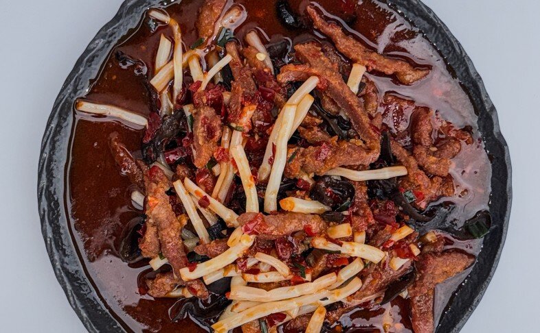 Телятина соломкой в пикантном соусе