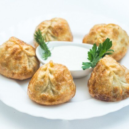 Жаренные манты с рубленной говядиной