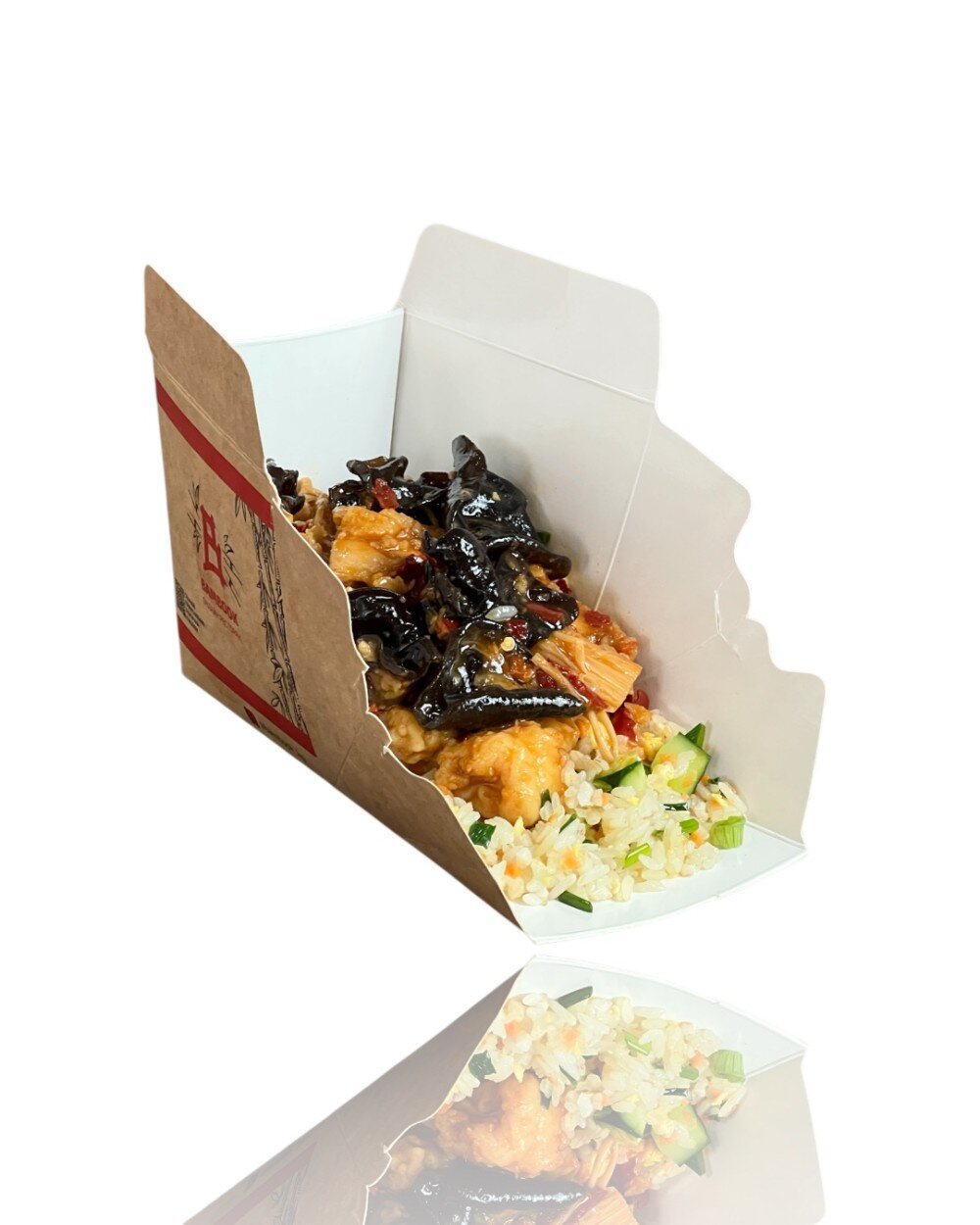 Курица в пикантном соусе с грибами муэр и эноки