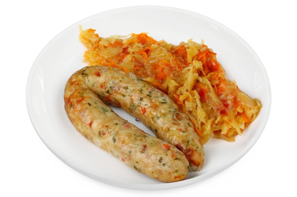 Вурст с сыром и овощами