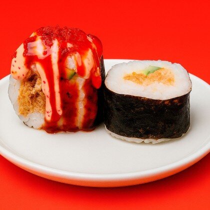 Мини Ролл с жаренным лососем